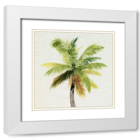 Coco Watercolor Palm II White Modern Wood Framed Art Print with Double Matting by Popp, Grace