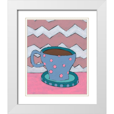 Mid Morning Coffee V White Modern Wood Framed Art Print with Double Matting by Moore, Regina