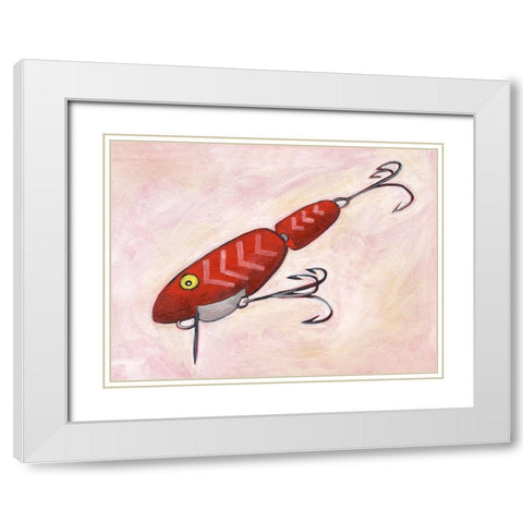 Retro Fishing Lure VI White Modern Wood Framed Art Print with Double Matting by Moore, Regina