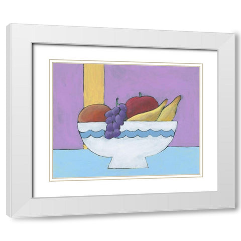 White Fruit Bowl I White Modern Wood Framed Art Print with Double Matting by Moore, Regina