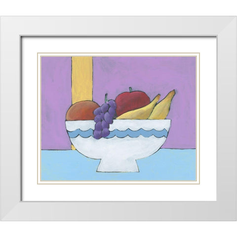 White Fruit Bowl I White Modern Wood Framed Art Print with Double Matting by Moore, Regina
