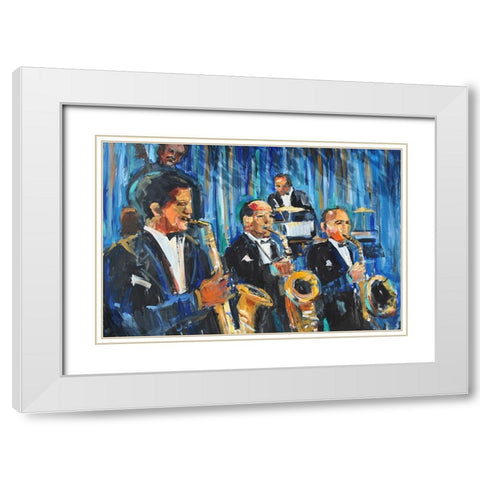 Horn Section White Modern Wood Framed Art Print with Double Matting by Stevens, Allayn