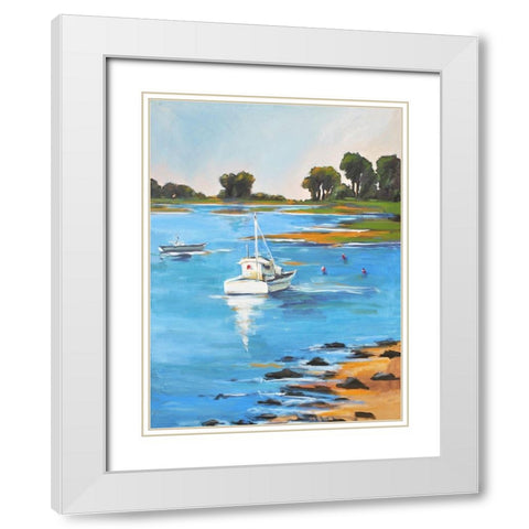 Harbor Side II White Modern Wood Framed Art Print with Double Matting by Stevens, Allayn