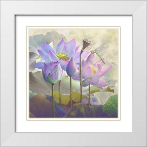 Lotus Sanctuary I White Modern Wood Framed Art Print with Double Matting by Hunziker, Steve