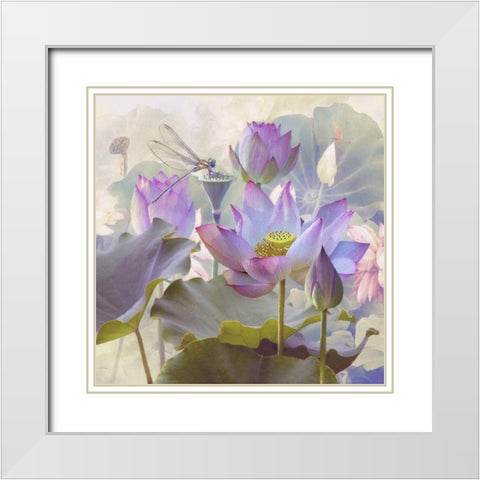 Lotus Sanctuary II White Modern Wood Framed Art Print with Double Matting by Hunziker, Steve