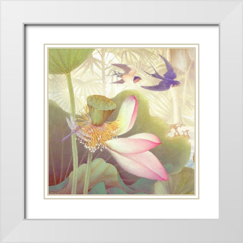 Lotus Sanctuary III White Modern Wood Framed Art Print with Double Matting by Hunziker, Steve