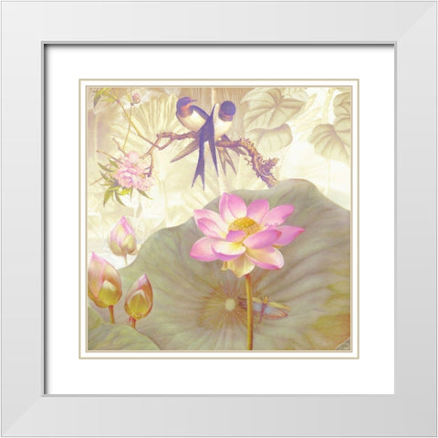 Lotus Sanctuary IV White Modern Wood Framed Art Print with Double Matting by Hunziker, Steve