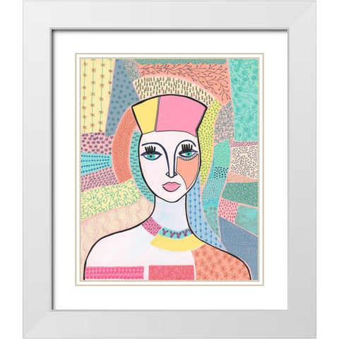 Pattern Lady I White Modern Wood Framed Art Print with Double Matting by Moore, Regina