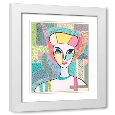 Pattern Lady II White Modern Wood Framed Art Print with Double Matting by Moore, Regina