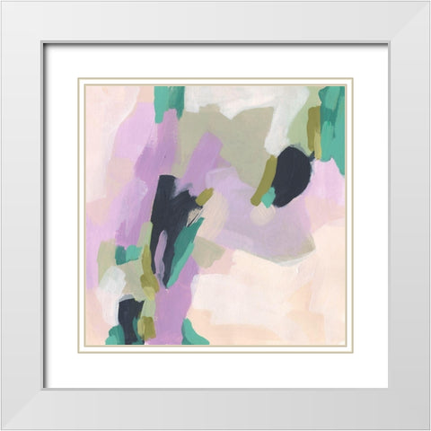 Lavender Swirl I White Modern Wood Framed Art Print with Double Matting by Vess, June Erica