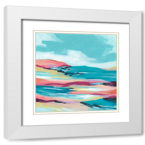 Chromatic Coast I White Modern Wood Framed Art Print with Double Matting by Vess, June Erica