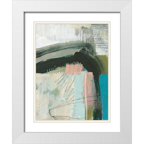 Layering Marks I White Modern Wood Framed Art Print with Double Matting by Goldberger, Jennifer