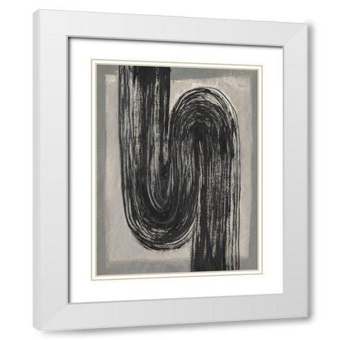 Grey Linear Path II White Modern Wood Framed Art Print with Double Matting by Goldberger, Jennifer