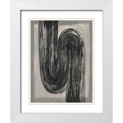 Grey Linear Path II White Modern Wood Framed Art Print with Double Matting by Goldberger, Jennifer