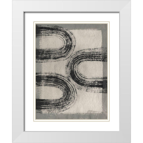 Grey Linear Path III White Modern Wood Framed Art Print with Double Matting by Goldberger, Jennifer