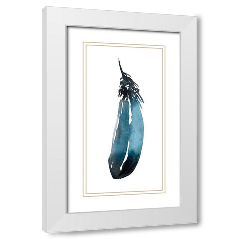Saturated Feather I White Modern Wood Framed Art Print with Double Matting by Goldberger, Jennifer