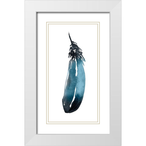 Saturated Feather I White Modern Wood Framed Art Print with Double Matting by Goldberger, Jennifer