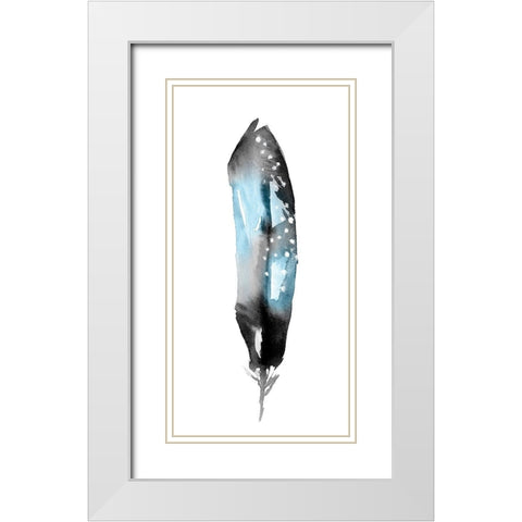 Saturated Feather II White Modern Wood Framed Art Print with Double Matting by Goldberger, Jennifer