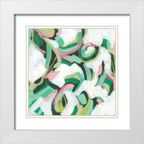 Mint Billows I White Modern Wood Framed Art Print with Double Matting by Vess, June Erica