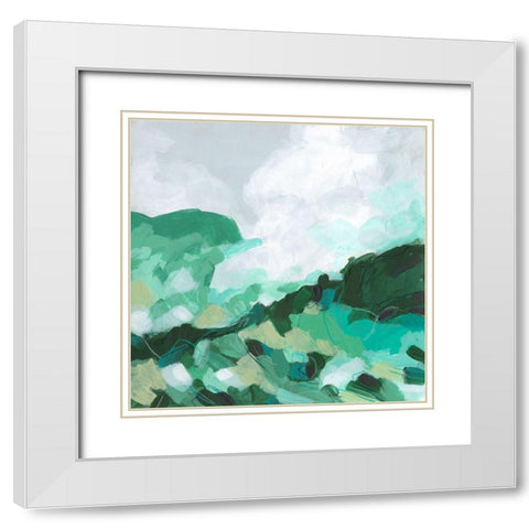 Aqua Valley I White Modern Wood Framed Art Print with Double Matting by Vess, June Erica