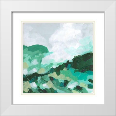 Aqua Valley I White Modern Wood Framed Art Print with Double Matting by Vess, June Erica