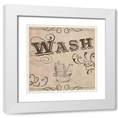 Vintage Laundry Signs II White Modern Wood Framed Art Print with Double Matting by Vess, June Erica