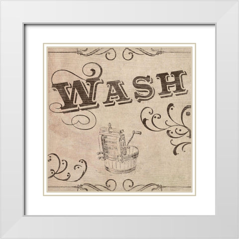 Vintage Laundry Signs II White Modern Wood Framed Art Print with Double Matting by Vess, June Erica
