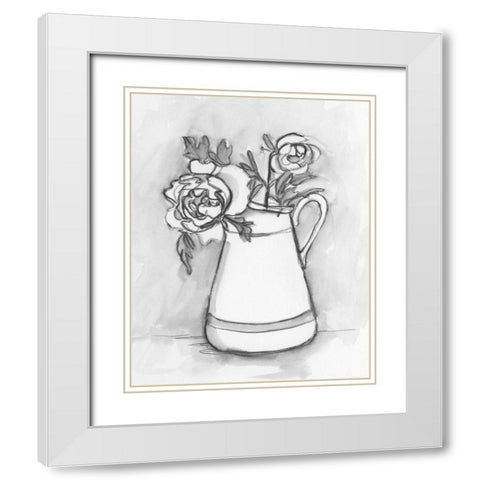 Backyard Bouquet I White Modern Wood Framed Art Print with Double Matting by Caroline, Emma