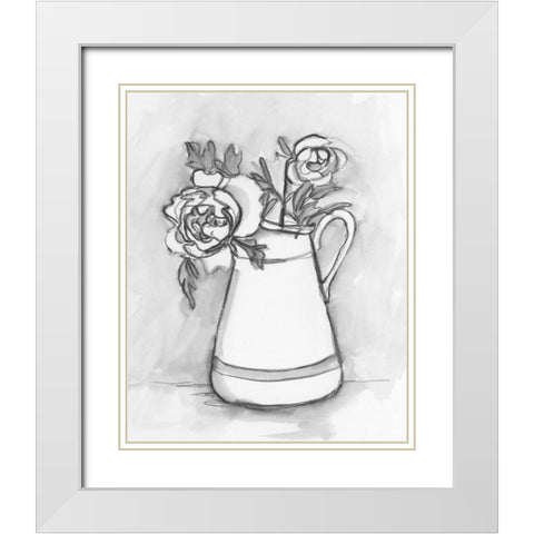 Backyard Bouquet I White Modern Wood Framed Art Print with Double Matting by Caroline, Emma