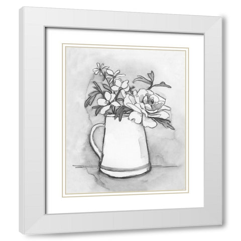 Backyard Bouquet II White Modern Wood Framed Art Print with Double Matting by Caroline, Emma