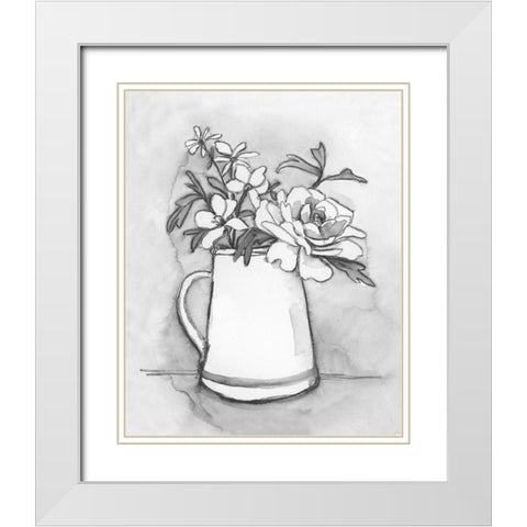 Backyard Bouquet II White Modern Wood Framed Art Print with Double Matting by Caroline, Emma