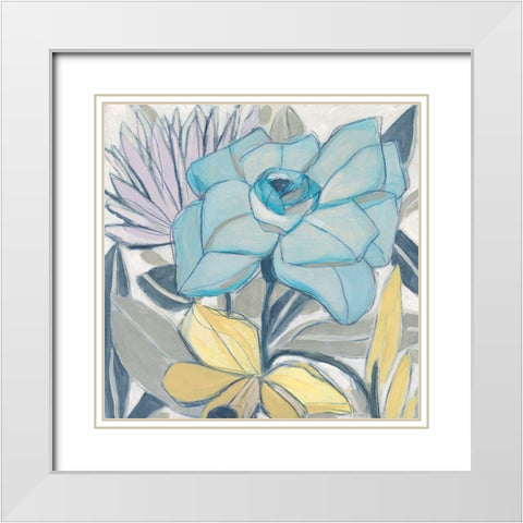 Etched Indigo Fresco I White Modern Wood Framed Art Print with Double Matting by Vess, June Erica