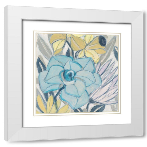 Etched Indigo Fresco II White Modern Wood Framed Art Print with Double Matting by Vess, June Erica