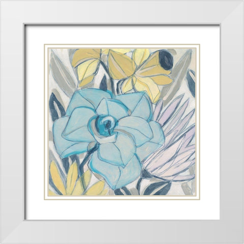 Etched Indigo Fresco II White Modern Wood Framed Art Print with Double Matting by Vess, June Erica
