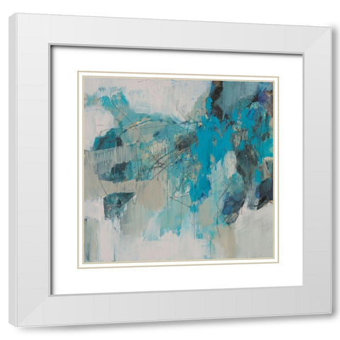 Painterly Teal I White Modern Wood Framed Art Print with Double Matting by Goldberger, Jennifer