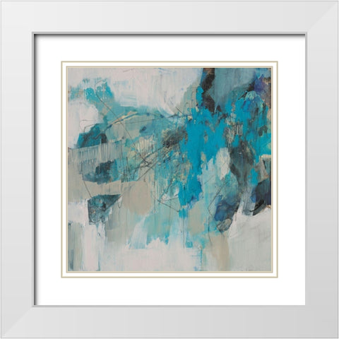 Painterly Teal I White Modern Wood Framed Art Print with Double Matting by Goldberger, Jennifer