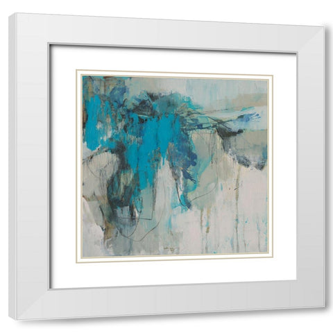 Painterly Teal II White Modern Wood Framed Art Print with Double Matting by Goldberger, Jennifer