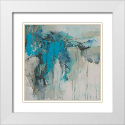 Painterly Teal II White Modern Wood Framed Art Print with Double Matting by Goldberger, Jennifer