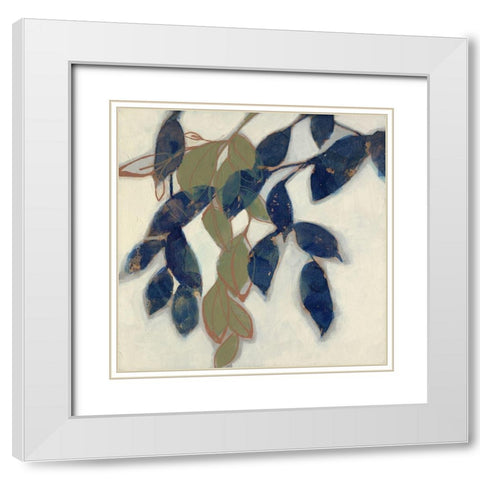 Entwined Leaves I White Modern Wood Framed Art Print with Double Matting by Goldberger, Jennifer