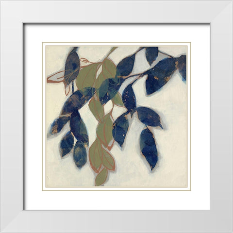 Entwined Leaves I White Modern Wood Framed Art Print with Double Matting by Goldberger, Jennifer