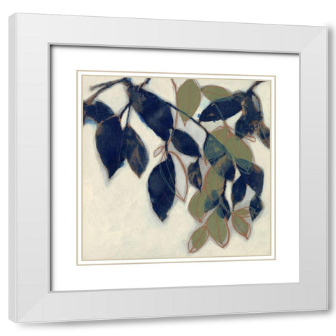 Entwined Leaves II White Modern Wood Framed Art Print with Double Matting by Goldberger, Jennifer