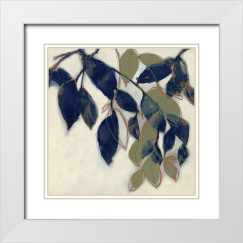 Entwined Leaves II White Modern Wood Framed Art Print with Double Matting by Goldberger, Jennifer