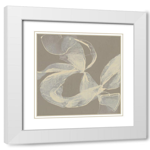 White Ribbon on Beige II White Modern Wood Framed Art Print with Double Matting by Goldberger, Jennifer