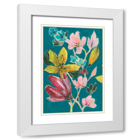 Tropic Bouquet I White Modern Wood Framed Art Print with Double Matting by Goldberger, Jennifer