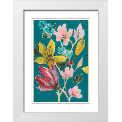 Tropic Bouquet I White Modern Wood Framed Art Print with Double Matting by Goldberger, Jennifer