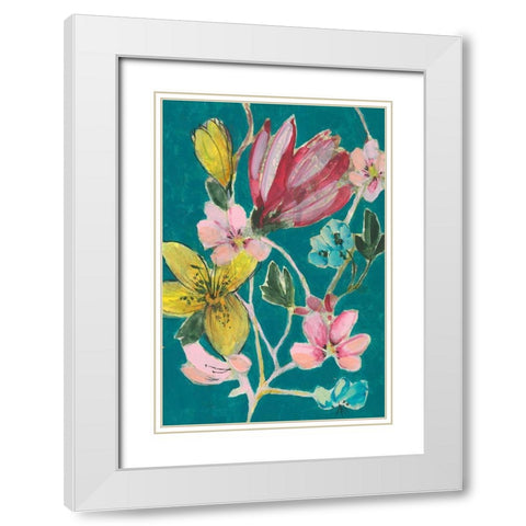 Tropic Bouquet II White Modern Wood Framed Art Print with Double Matting by Goldberger, Jennifer