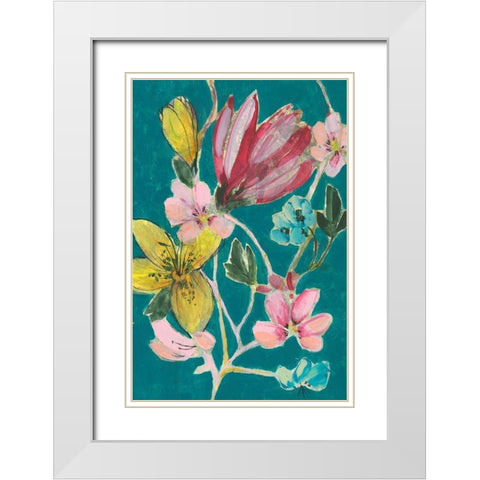 Tropic Bouquet II White Modern Wood Framed Art Print with Double Matting by Goldberger, Jennifer