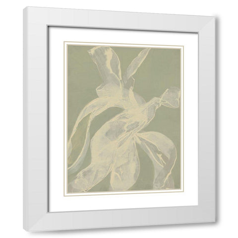 White Ribbon on Celadon I White Modern Wood Framed Art Print with Double Matting by Goldberger, Jennifer