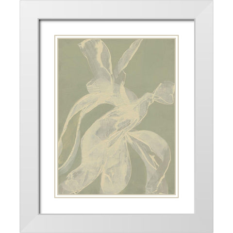 White Ribbon on Celadon I White Modern Wood Framed Art Print with Double Matting by Goldberger, Jennifer