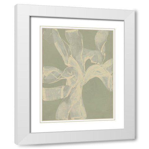 White Ribbon on Celadon II White Modern Wood Framed Art Print with Double Matting by Goldberger, Jennifer